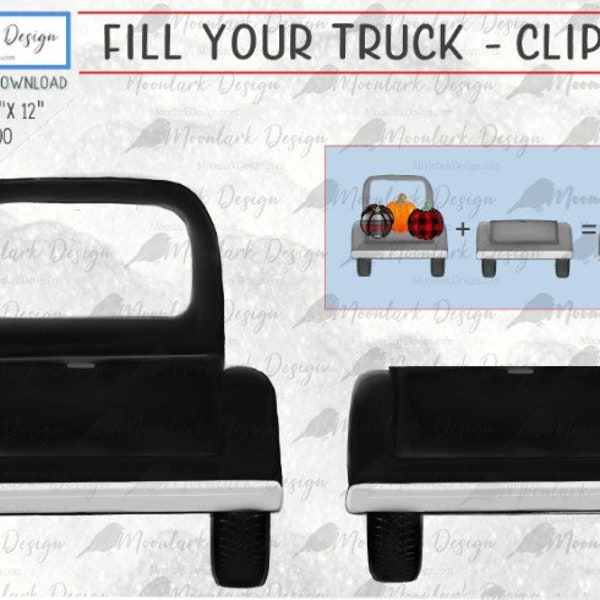 Black Truck Clip art, Blank truck bed, fill your own, Custom Truck, editable truck PNG, Printable Sublimation design,  truck clipart,