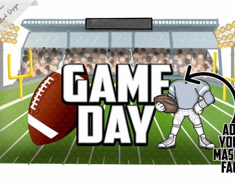 Game Day, Football Stadium, Mascot PNG, Add your own mascot, Football Background, commercial use, Gray jersey, football mascot, custom PNG