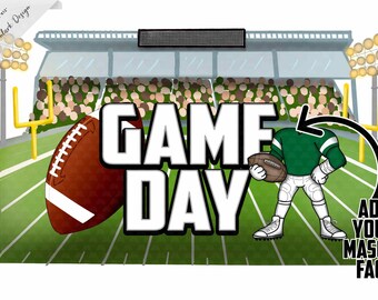 Game Day, Football Stadium, Mascot PNG, Add your own mascot, Football Background, commercial use, Green jersey, football mascot, custom PNG