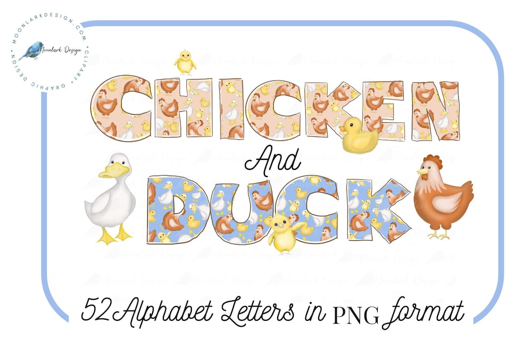 Chicken Alphabet Chicken Letters Doodle Letters Duck Etsy