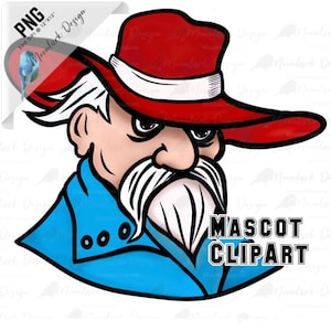 Red and Blue General clip art, school spirit, team mascot, General logo, hand drawn, school mascot, school pride, go Generals, Rebels