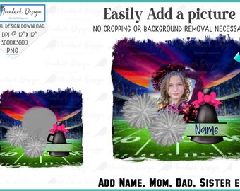 Cheer PNG, Add a picture, Cheer photo background, Cheer sublimation, Cheer custom photo, Cheer Mom, PNG for sublimation, Commercial Use
