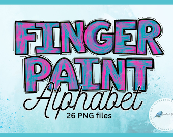 Finger Paint Alphabet Letters, Paint Alphabet, Paint Letters, Pink and Teal, Paint Splatter, watercolor letters, Doodle Letters, Commercial
