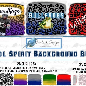 Leopard School Spirit Backgrounds, Team Colors, High School Sports, PNG for sublimation, SVG cut files, football, customizable mascot