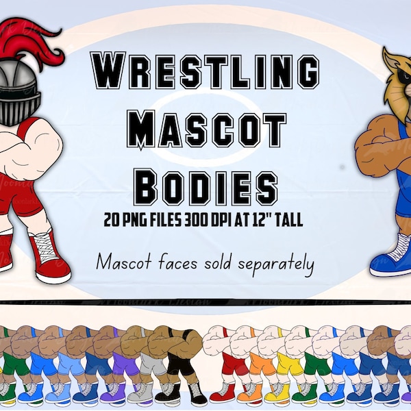 Wrestling Mascot Bodies, Wrestling Team, Mascot Clip Art, Wrestling Uniform, Wrestler clipart, Commercial Use, build a mascot