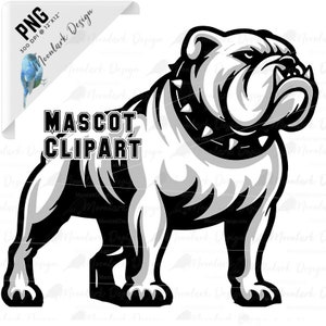 Bulldog clip art, school spirit, team mascot PNG, Bulldog logo, school mascot, school pride, go Bulldogs, black and white, full body bulldog