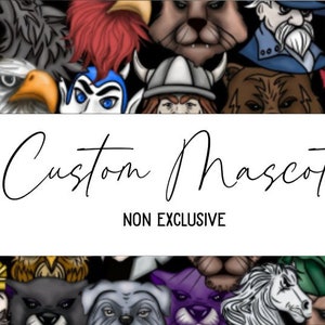 Custom Mascot, Personalized Mascot, PNG for sublimation, Commercial Use, cartoon mascot, preppy mascot, team colors, cute mascot, hand drawn
