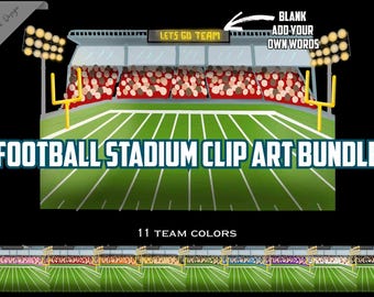 Football Stadium, Clip Art, Football Field, School Spirit, Team Colors, Football PNG, Stadium Lights, Goal Post, football fans, football mom