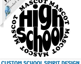 School Mascot PNG or SVG, School Spirit, Typography Design, Circle Mascot, Custom Mascot, Sports Mom, retro mascot, groovy letters,