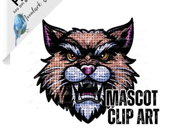 Wildcat Mascot, Wildcat Clip Art, Wampuscat PNG, sequin wildcat, School Spirit, Commercial Use, Preppy Mascot, sequin bearcat, sequin bobcat