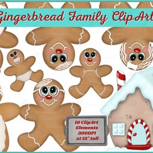 Gingerbread clipart, Gingerbread family, gingerbread man, gingerbread house, PNG for sublimation, Commercial Use, gingerbread grandma