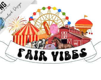 Fair Vibes, State fair PNG, County Fair PNG, show girl, farm boy, take me to the fair, carnival png, horse, ferris wheel, groovy fair, retro