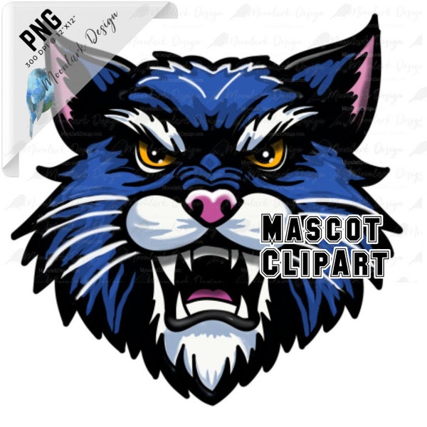 Wildcat Mascot, Wildcat Clip Art, Wampuscat PNG, School Pride, School Spirit, Commercial Use, Preppy Mascot, wampus cat png, bearcat mascot