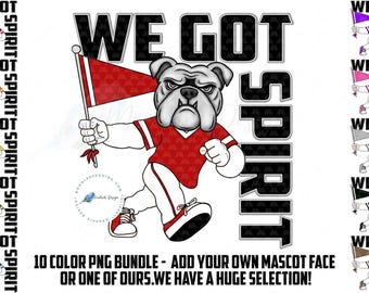 We got spirit, Mascot Design Starter Bundle, Custom Mascot PNG, Mascot Pennant, school spirit, football mom, design for men, cheer mascot