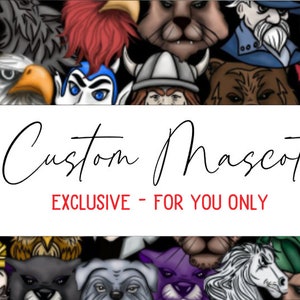 Custom Mascot, Personalized Mascot, PNG for sublimation, Commercial Use, cartoon mascot, preppy mascot, team colors, cute mascot, hand drawn