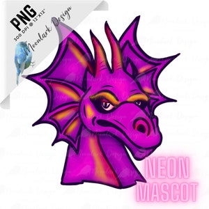 Neon Mascot, Dragon Mascot, Dragon Clip Art, Dragon PNG, School Pride, School Spirit, Commercial Use, Preppy Mascot, Sublimation PNG