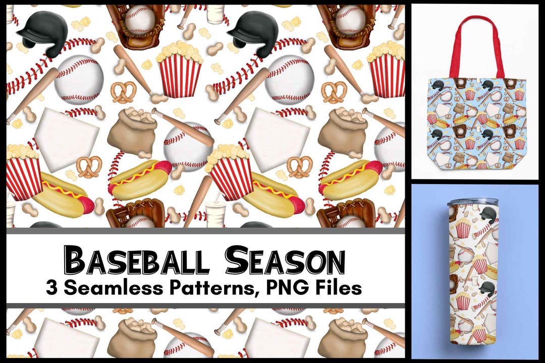 Baseball Seamless Pattern, Repeating Pattern, Baseball Season, Baseball ...