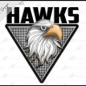 Hawks PNG, Preppy Mascot, Football Mascot, School Spirit, Team Mascot, School pride, retro png, PNG for sublimation, Go Hawks