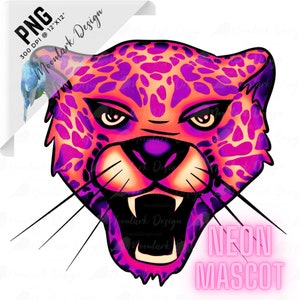 Neon Mascot, Leopard Mascot, Leopard Clip Art, Leopard PNG, School Pride, School Spirit, Commercial Use, Preppy Mascot, Sublimation PNG