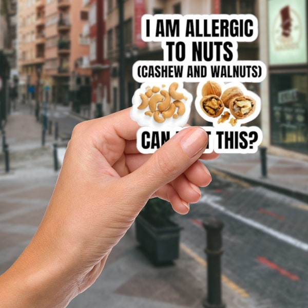 Food Allergen Sticker, Allergic To Nuts Sticker, Cashew Nut Allergy Alert Labels, Walnut Food Allergy Labels, Food Allergen Alert Sticker