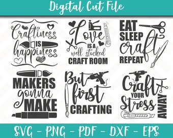 Download Crafting Svg Bundle Pack 6 Svg Files Crafting Svg File Crafting Sayings Hobby Quotes Svg For Cricut Instant Download Crafting Shirt 2 Clip Art Art Collectibles Clip Art