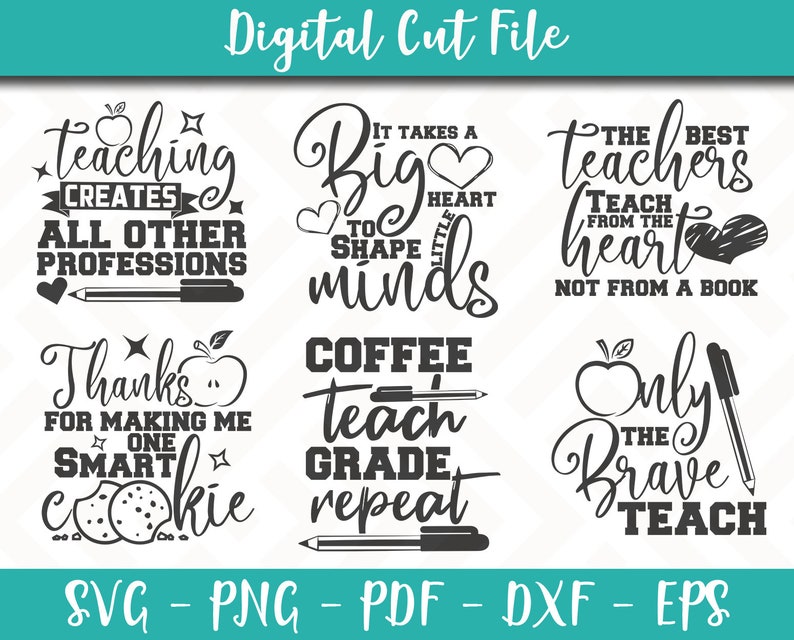 Download Teacher Svg Bundle Pack 6 Svg Teacher Svg File Teacher Sayings Teacher Quotes Svg For Cricut Pack Instant Download Teacher Shirt 2 Clip Art Art Collectibles Womenintech Fi