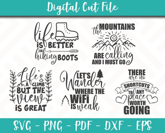 Download Hiking Svg Bundle Pack 5 Svg Files Hiking Svg File Hobby Sayings Hiking Quotes Sports Svg