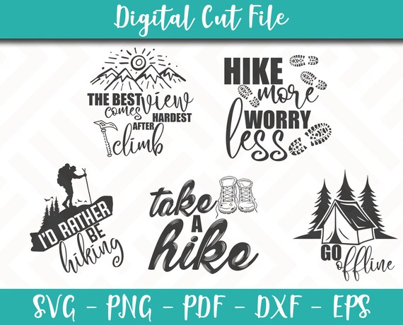 Download Hiking Svg Bundle Pack 5 Svg Files Hiking Svg File Hobby Etsy