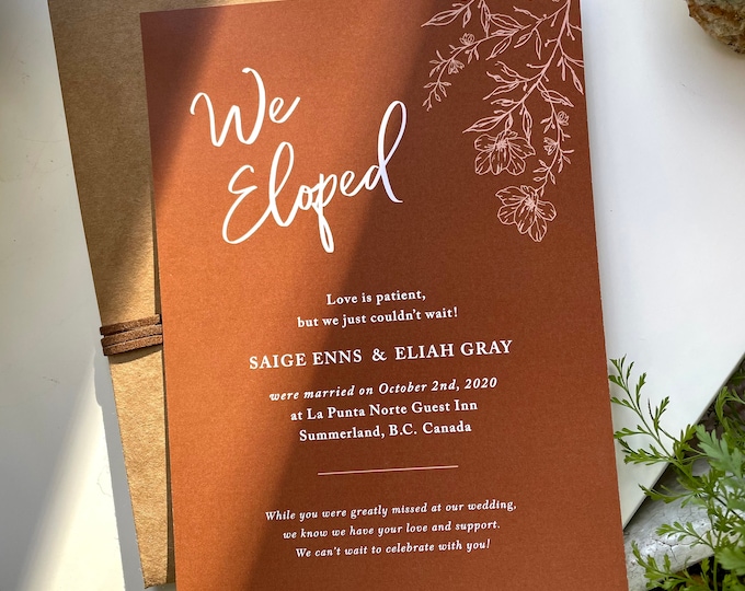 Summer Sage Wedding Elope Invitation / Announcement, Botanical + Terracotta - Digital File + Print Option