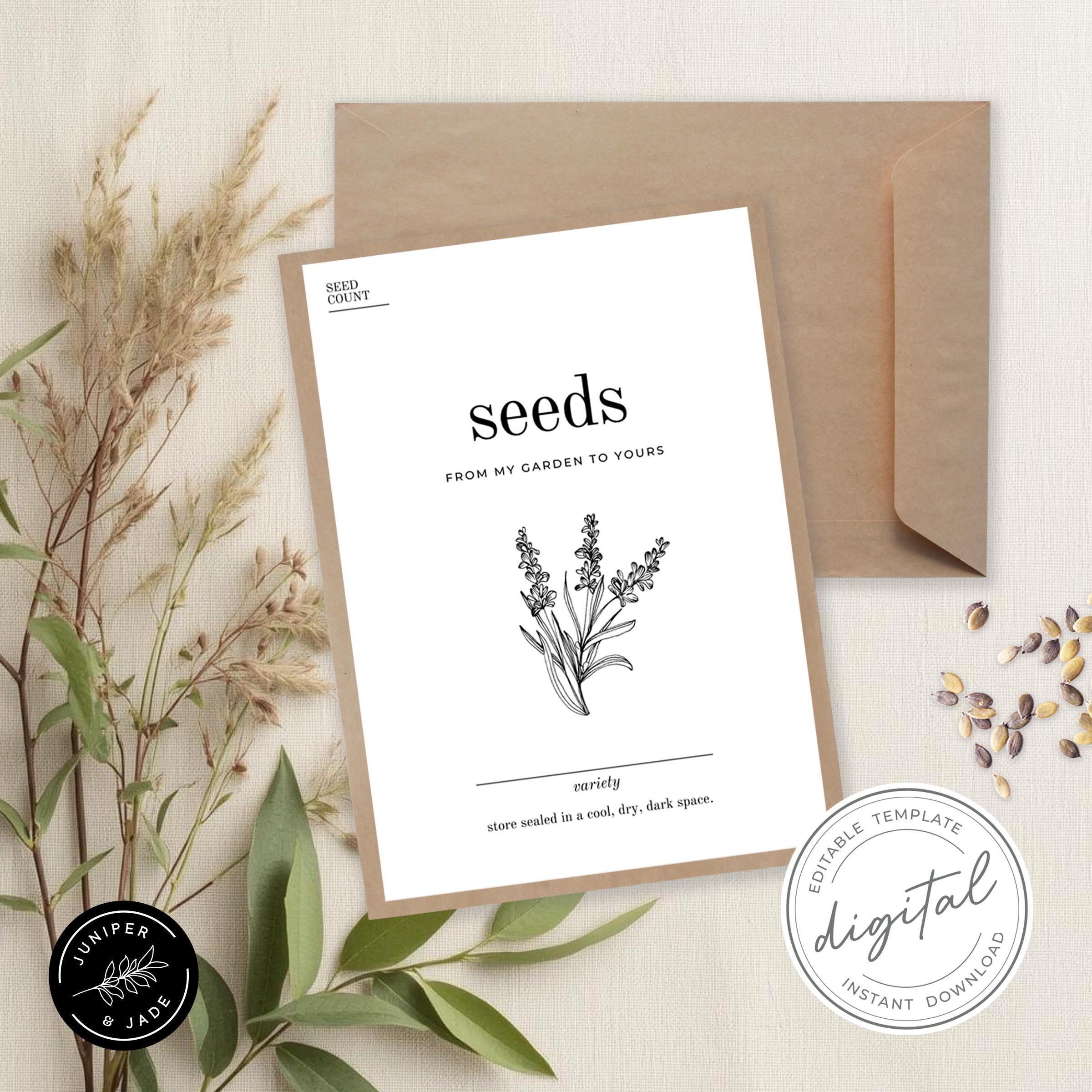 EDITABLE Seed Pack Black Label /tag Png - Canva Template (flower ...