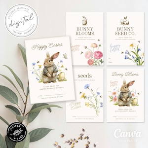 EDITABLE Easter Bunny's Garden Seed Pack Label /Tag - Canva Template (Flower, Gift, Spring) - Packaging - DIY Printable PDF - Digital File