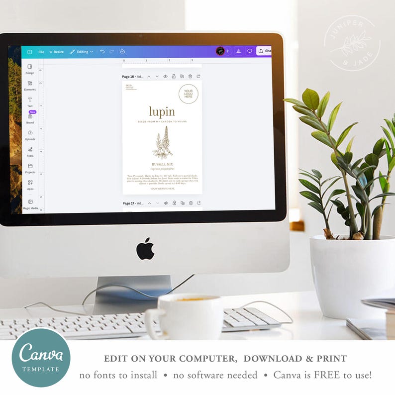 EDITABLE Garden Seed Pack Label /card - Canva Template (flower ...