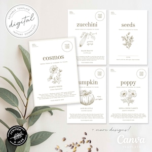 Etiqueta editable para paquete de semillas de jardín - Plantilla Canva (Flor, Verdura, Regalo, Granja, Mercado) - Empaque - PDF imprimible DIY - Archivo digital