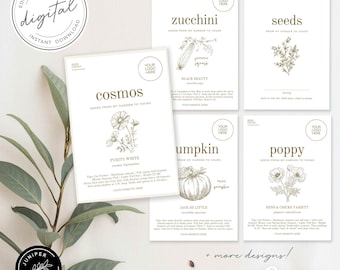 EDITABLE Garden Seed Pack Label /Tag - Canva Template (Flower, Vegetable, Gift, Farm, Market) - Packaging - DIY Printable PDF -Digital File