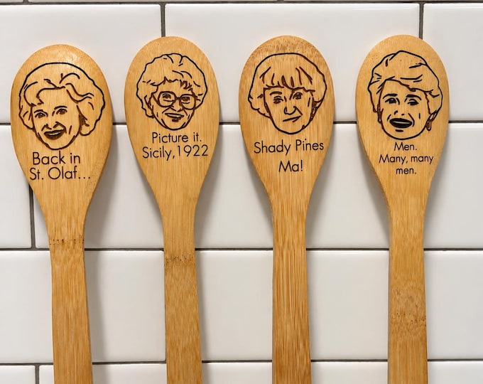 Golden Girls Engraved Bamboo Cooking Spoon - Rose, Blanche, Dorothy & Sophia - Choose One or Set of 4