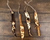 Horror Movie Knife Christmas Ornaments - Handmade Wooden Laser Engraved - Scream - Halloween - Friday the 13th - Chucky