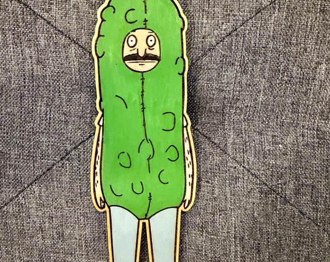 Bob’s Burgers Pickle Bob Belcher Ornament Set – Laser Engraved, Hand-Painted Wooden