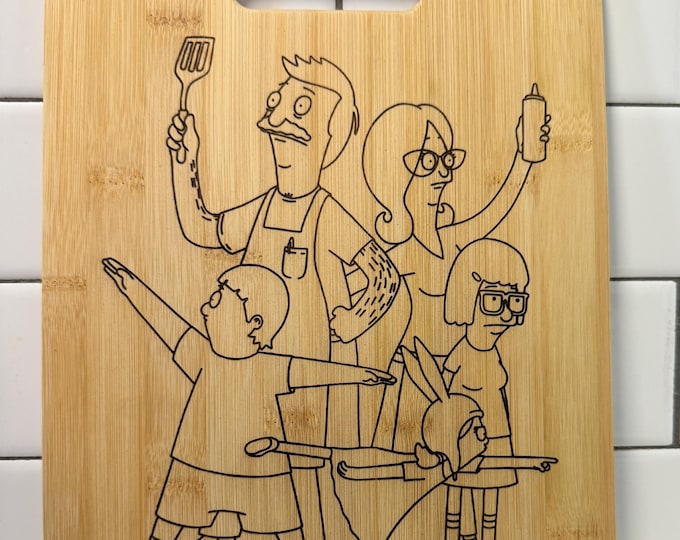 Bob's Burgers Family Bamboo Engraved Cutting Board