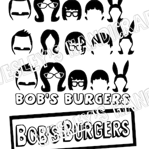 Pliki SVG z sylwetką rodziny Bob&#39;s Burgers i logo 10 plików