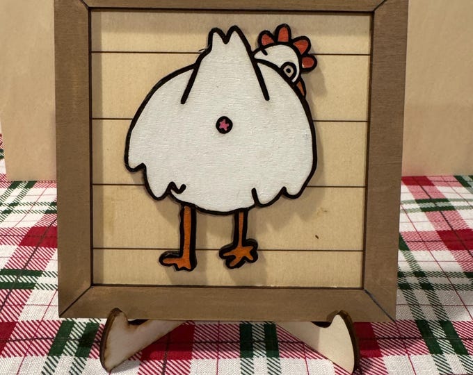 Aunt Gayle's Chicken Anus Painting - Hand painted Wood with stand Bob's Burgers