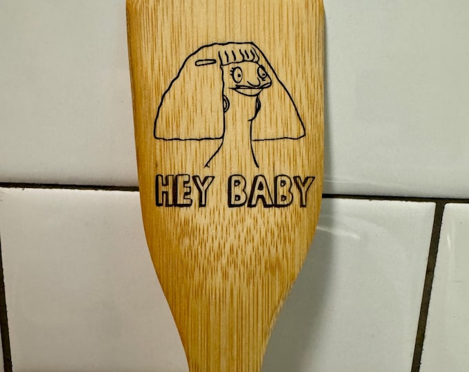 Bob's Burgers Marshmallow Hey Baby Bamboo Laser Engraved Spatula
