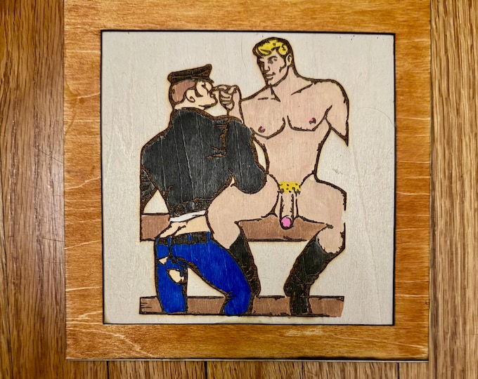 Tom of Finland Inspired Handmade Wooden Sign