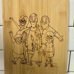 Bob&#39;s Burgers Bamboo Laser Engraved Cutting Board