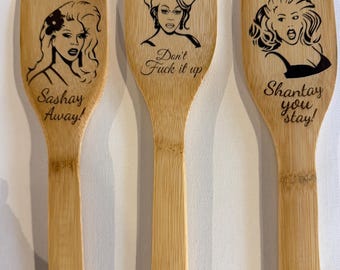 RuPaul's Drag Race Spatula – Laser Engraved Bamboo Kitchen Decor