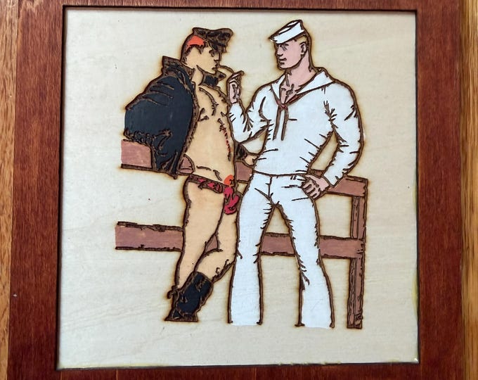 Tom of Finland Inspired Handmade Wooden Sign