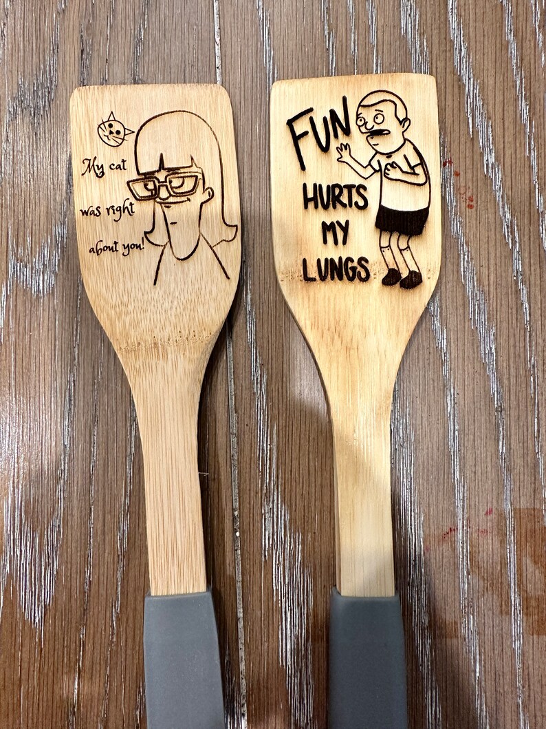 Bob's Burgers Laser Engraved Bamboo Spatula Bob Linda Etsy