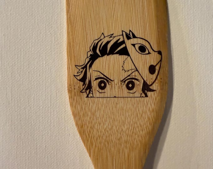 Demon Anime Inspired Spatula - Bamboo Laser Engraved