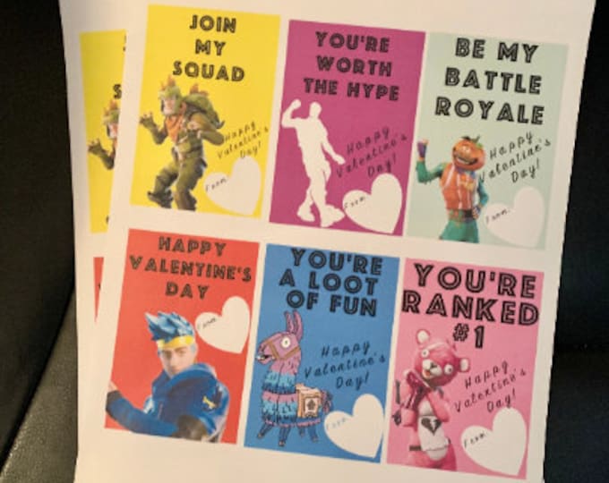 Video Game Valentine's Day Cards for Kids School