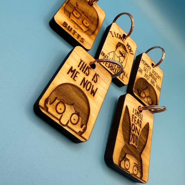 Bob's Burgers Keychain - Wooden Handmade Laser Engraved