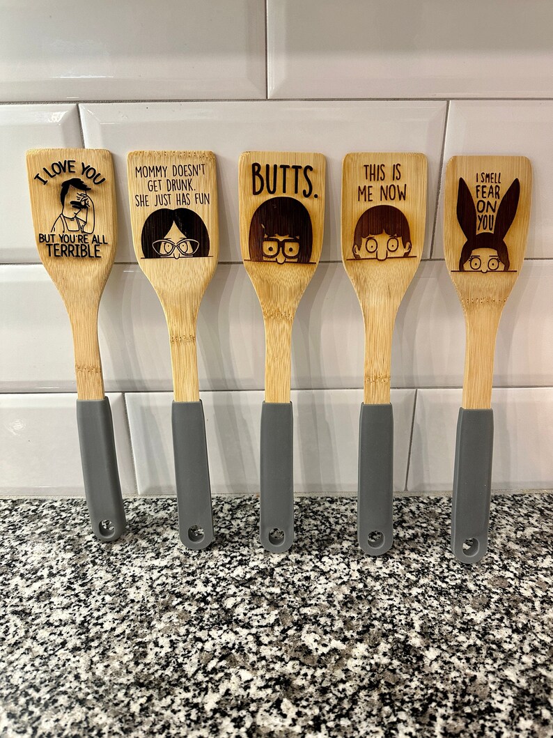 Bob's Burgers Laser Engraved Bamboo Spatula Bob Linda Etsy
